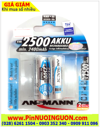 Pin Ansman AA2500mAh; Pin sạc AA 1.2v Ansman maxE-1.2V-AA2500-BLue-BL2 _Vỉ 2viên